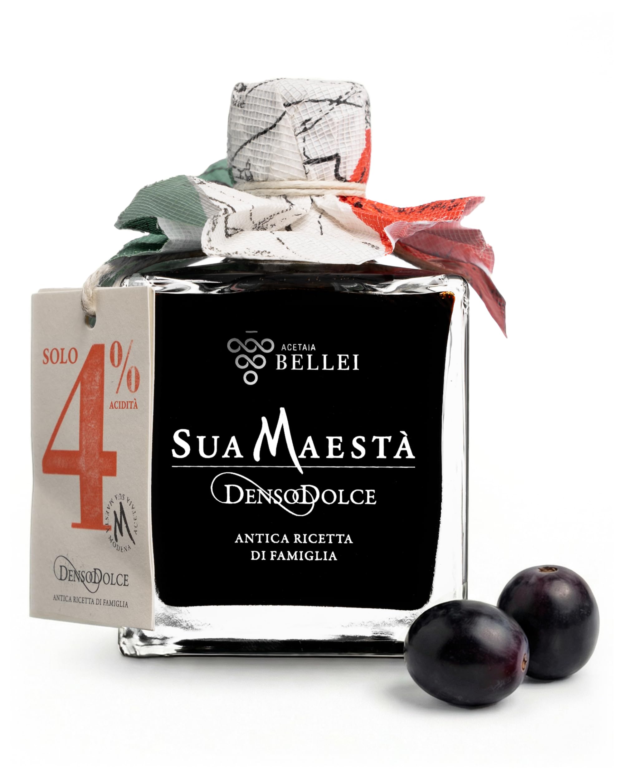 Acetaia Bellei Sua Maestà Denso Dolce – Rich & Thick Italian Balsamic Condiment with Cooked Grape Must, Wine Vinegar & Balsamic of Modena, Light Acidity – 250ml