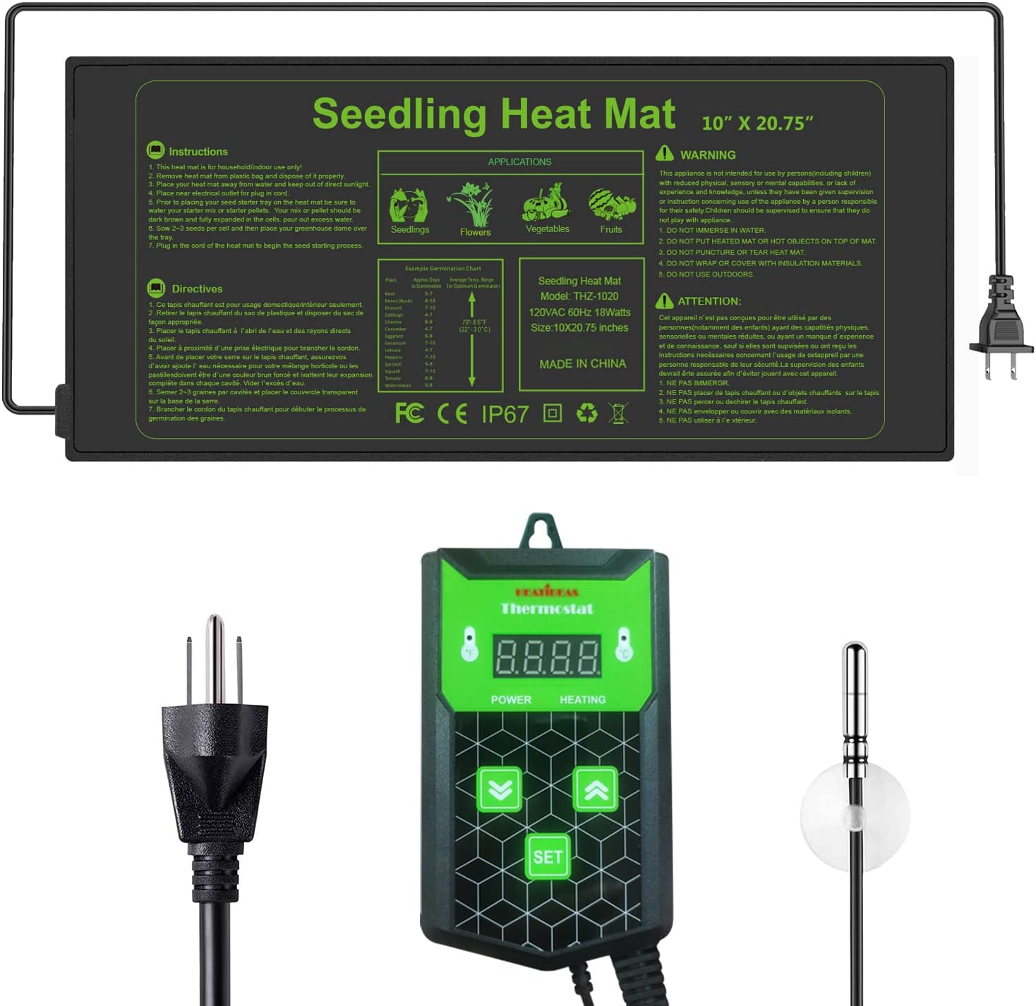 Heatideas Digital Thermostat Seedling Heat Mat Combo Warm