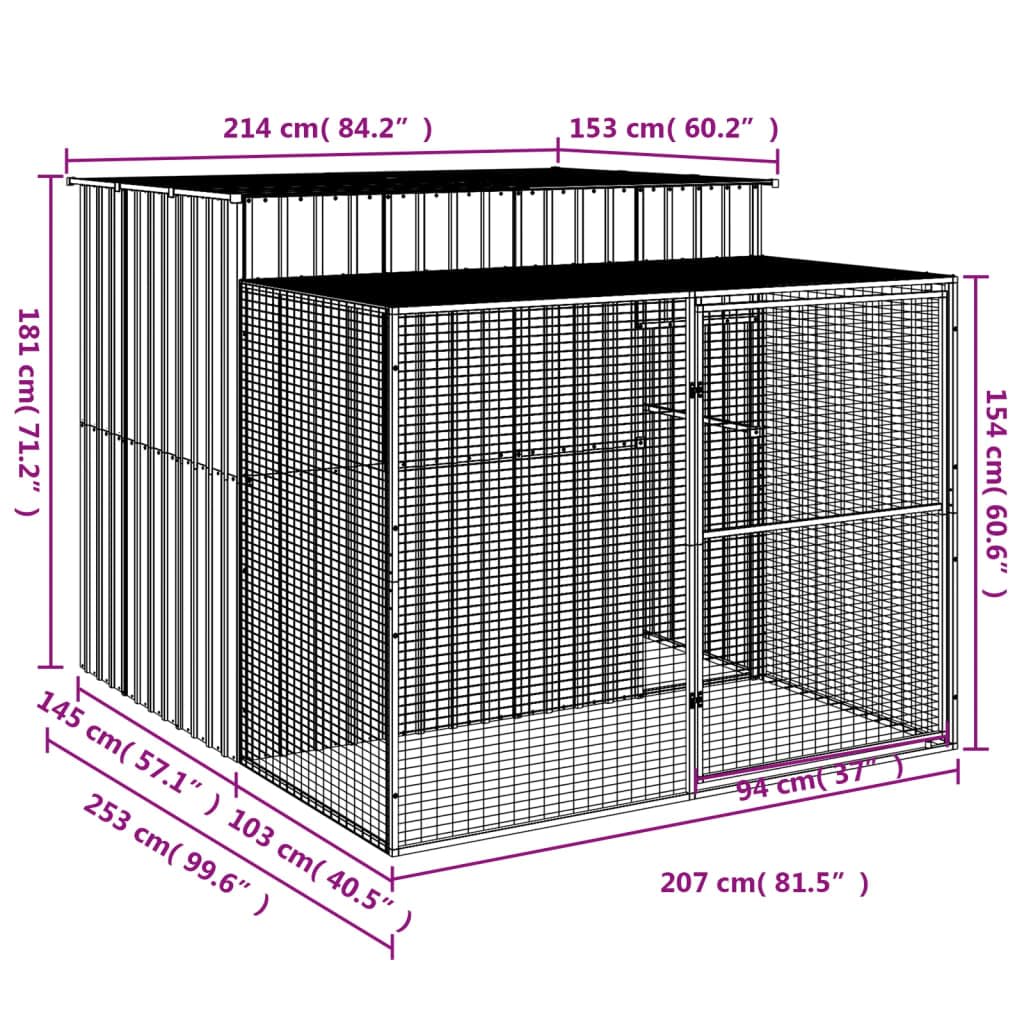 Caseta Perros Corral Acero galvanizado Gris Claro 214x253x181cm