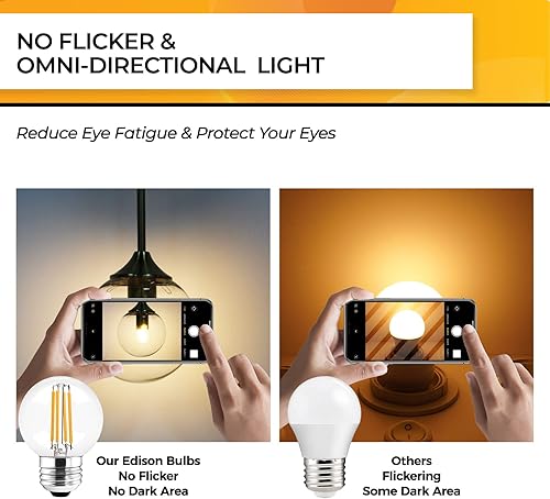 Miniatura 4 de Hizashi Bombilla LED E26 de 60 W, regulables, bombilla LED Edison G16.5, bombillas LED G16 12 para candelabros, ventilador de techo y tocador, CRI