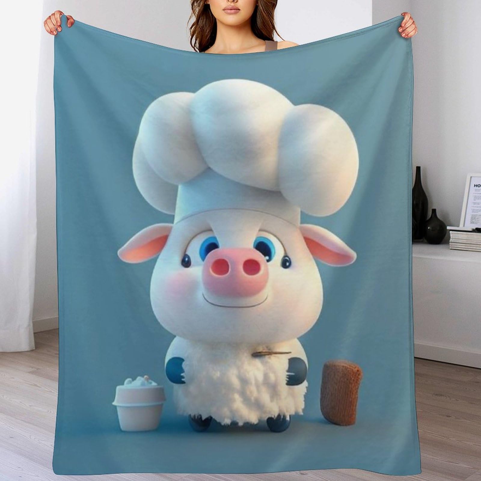 Manta de franela de cerdo de 100x130 cm, el regalo ideal para salón