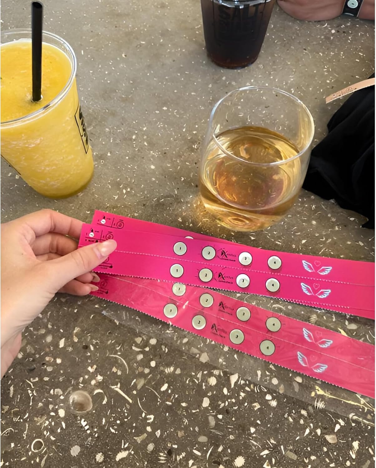 Drink Check Wristband Roofie Test by Xantus | Spiked Drink Wristband Tester Detects GHB Within 10 Seconds Test Your Drink | Spiking Protection Detector Made in USA | (2 Pink Wristbands 8 Tests)