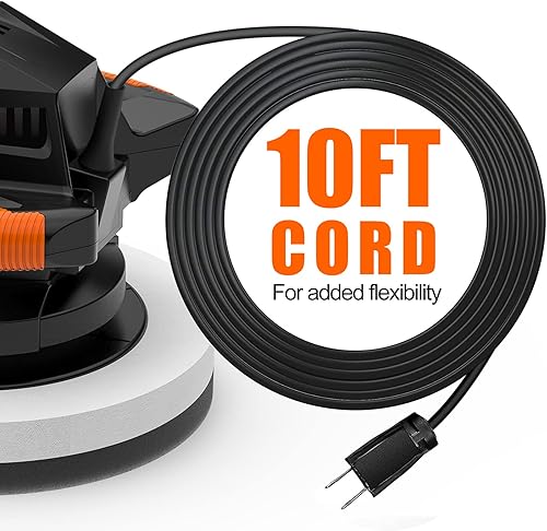 Miniatura 3 de THINKWORK Pulidora de búfer, juegos de pulidora de coche de 10 pulgadas con 4 bonos de pulido y pulido, 6 velocidades variables de 1500 a 3600 RPM,