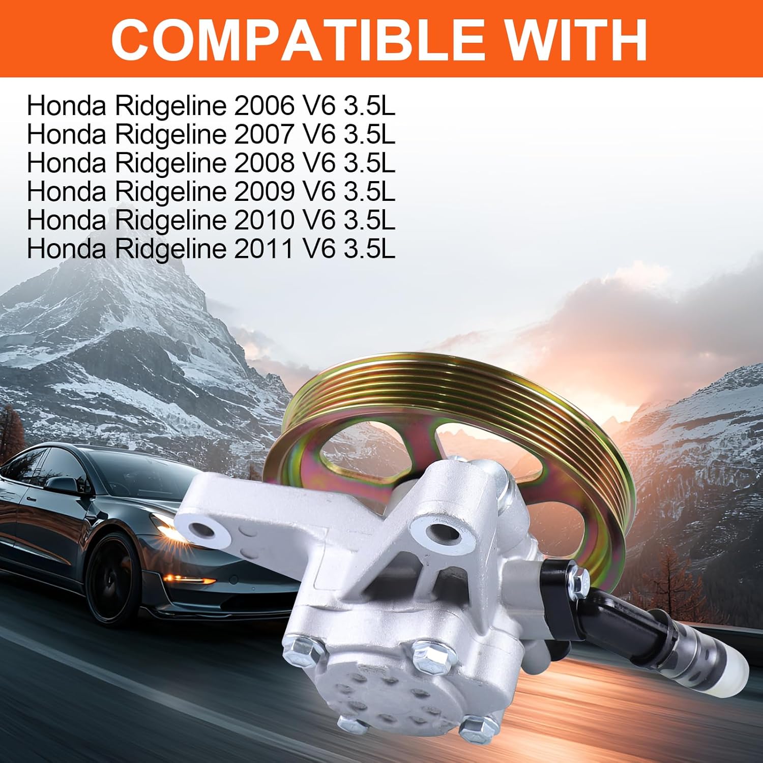 Power Steering Pump Compatible with Honda Ridgeline 2006 2007 2008 2009 2010 2011 V6 3.5L，Replacement for 21-5193、AA121-5193、56110RJEA01、55-5824、36P0855、78-8122