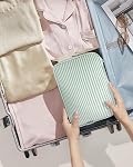 Narwey Stripe Hanging Toiletry Bag Women Travel Toiletries Bag Cosmetic Makeup Bag Water-Resistant Organizer for Girls (Mint Green Stripe)