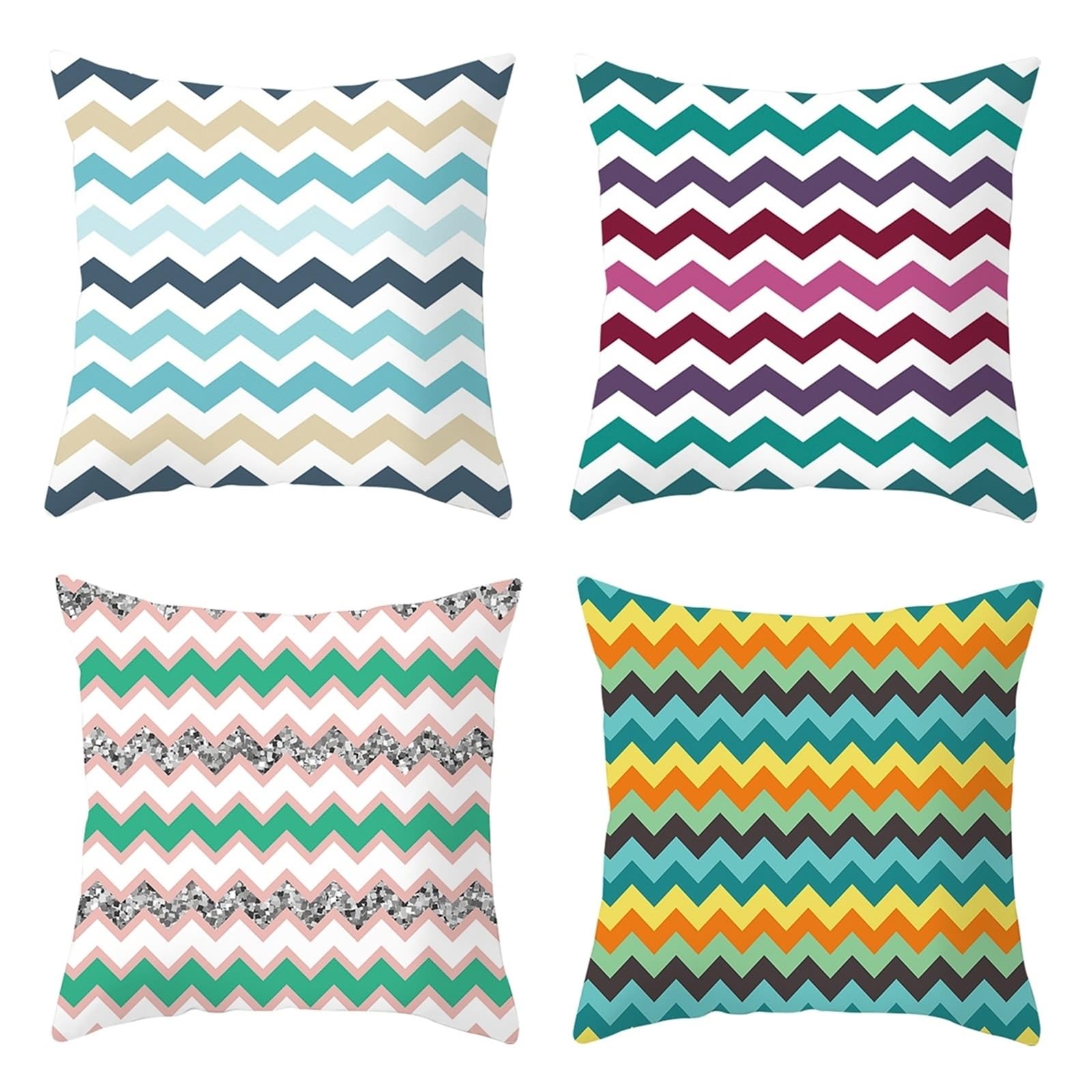 Coussin vague multicolore lot de 4 housses 40x40 cm pour illuminer votre canape de salon
