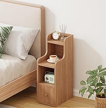 Menaka Slim Bedside Table Wood Drawers Cabinet Nightstand, Small Side Table Narrow Sofa Bed Side Table with Drawer and Shelves for Bedroom Living Room (Oak#1)
