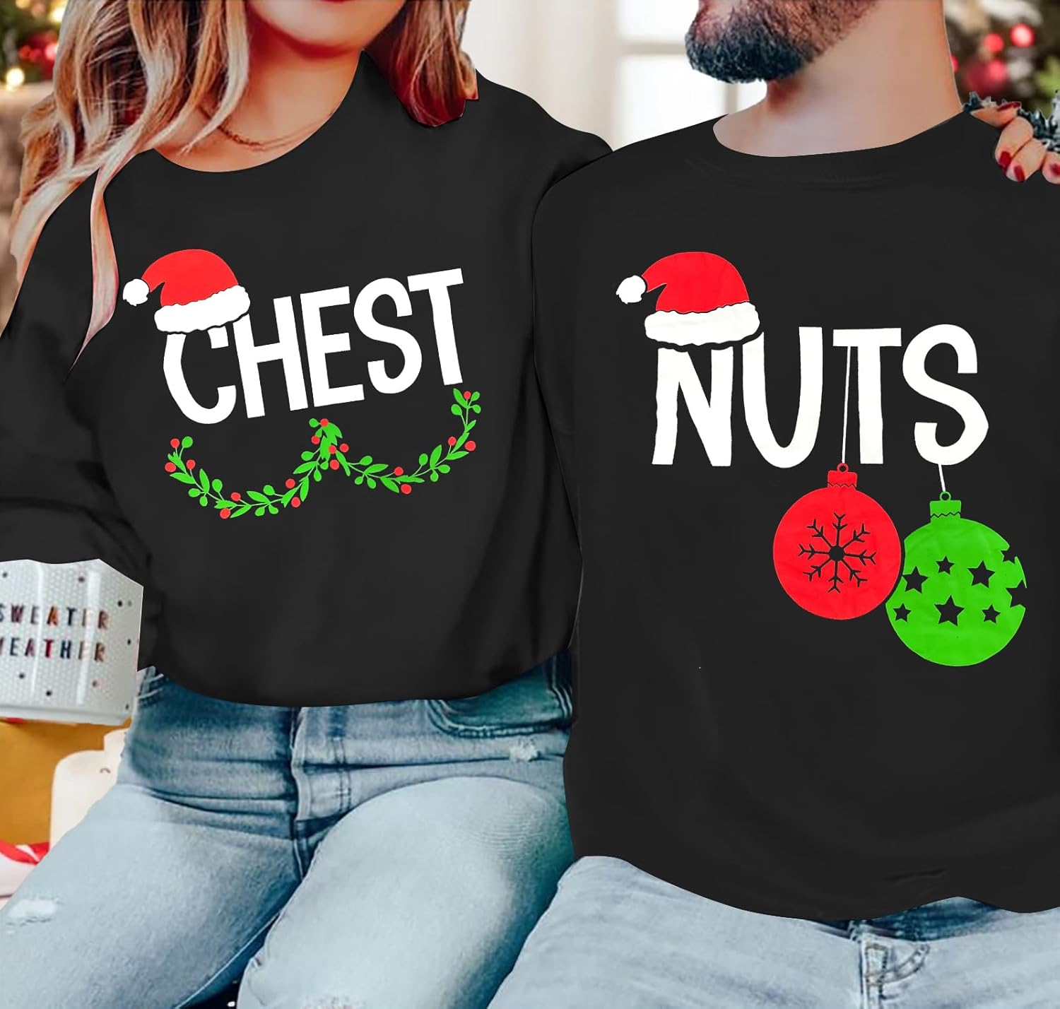 Christmas Sweatshirt Couples Merry Christmas Couples Matching Outfits Xmas Holiday Long Sleeve Top - Image 5