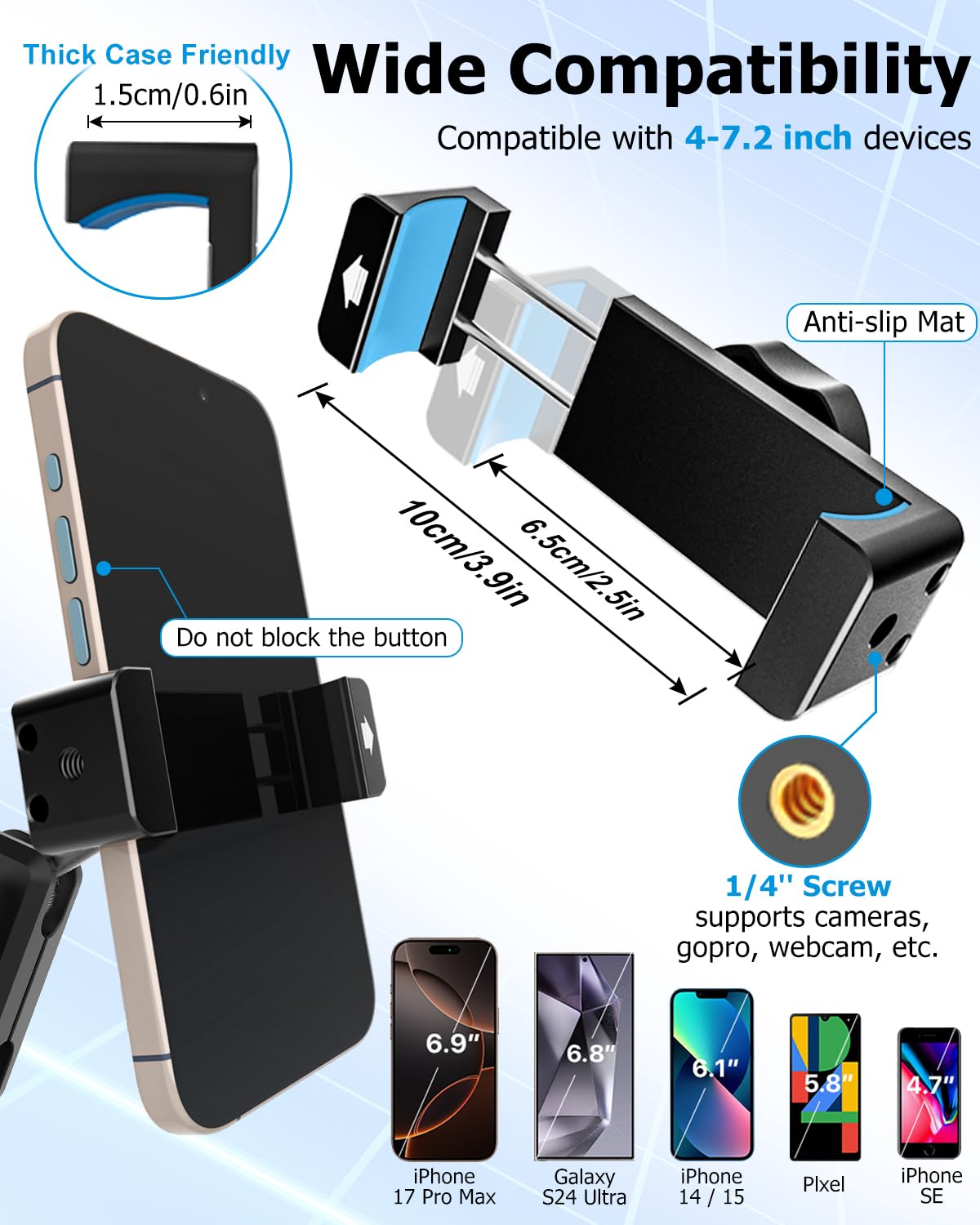Soporte Magnético Móvil para Gimnasio, Frigorifico, Carretilla Elevadora | Soporte Móvil Iman Tractor para Todos los Teléfonos: iPhone 17 16 Pro Max, Android