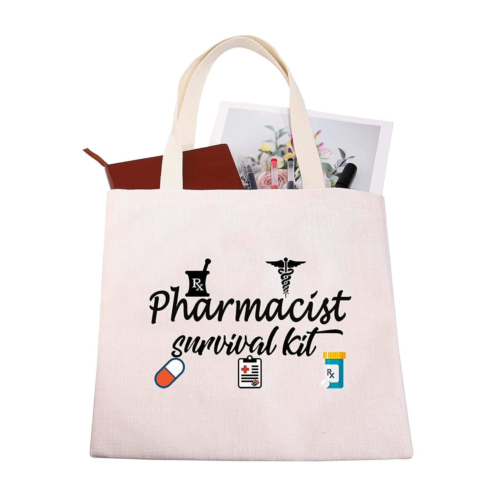 TSOTMO Pharmacy Technician Gifts Pharmacist survival kit Canvas Tote Bag  Nurse Nursing Gift Pharmacy Tech Gift Medical School Graduation Gift