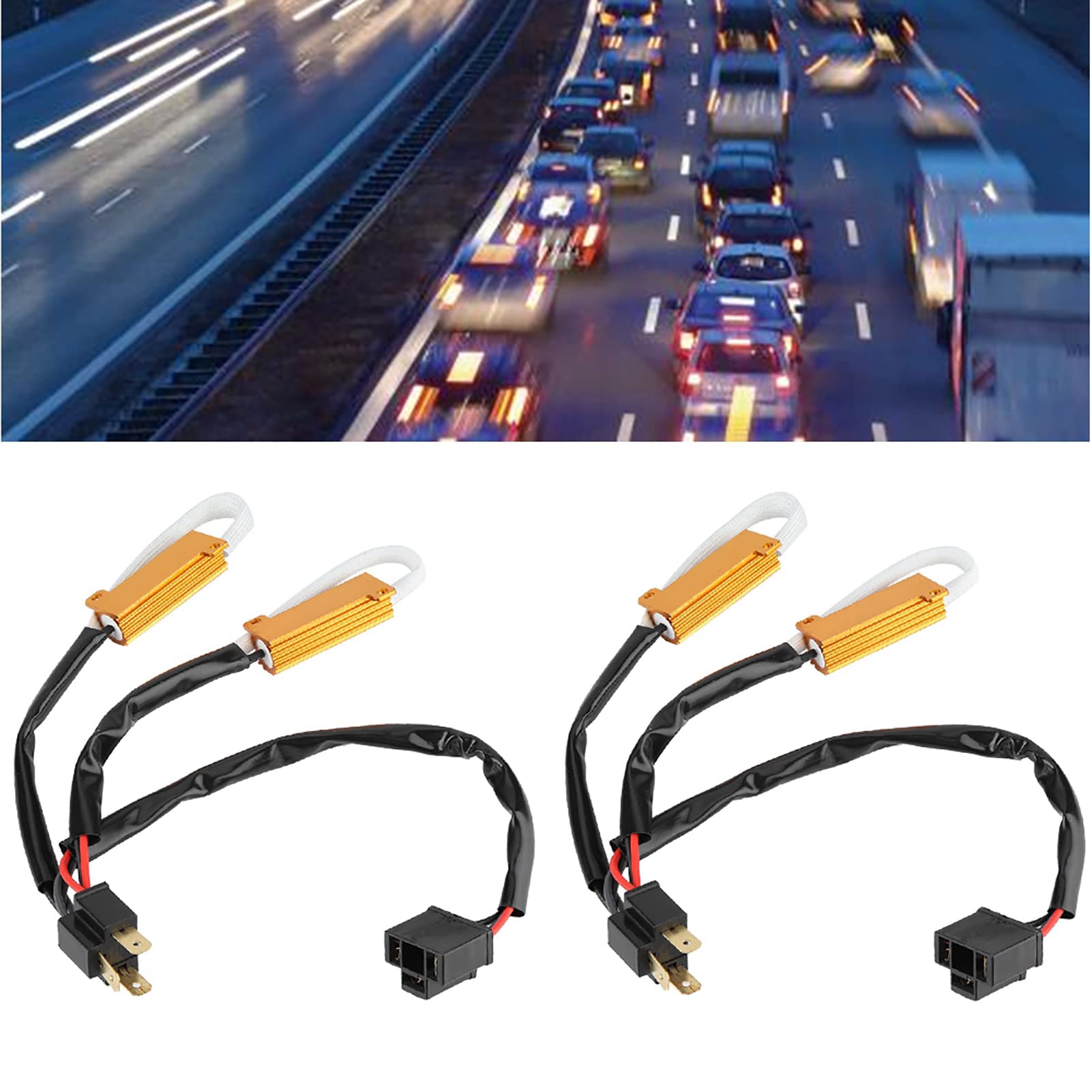 2 Stück 12 V 50 W 6RJ LED-Decoder Lastwiderstand Autoscheinwerfer Blinkt kein Fehler Kabelbaum Lastwiderstand Decoder für H4 H7 9005 9006 H8 H9 H11