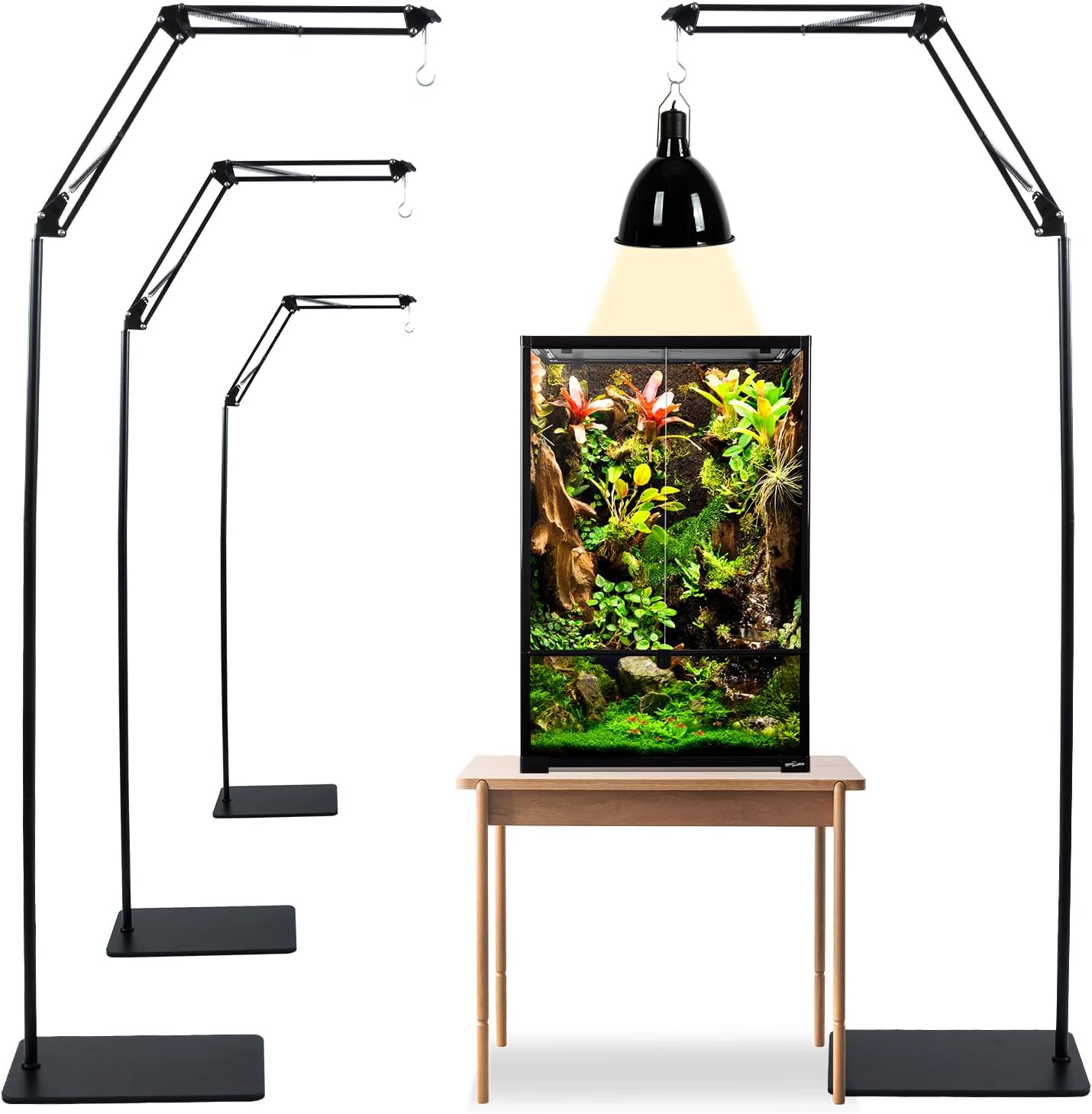 CAVACHEW Reptile Lamp Stand, Heat Lamp Stand Adjustable, 1677 Inch Tall Reptile