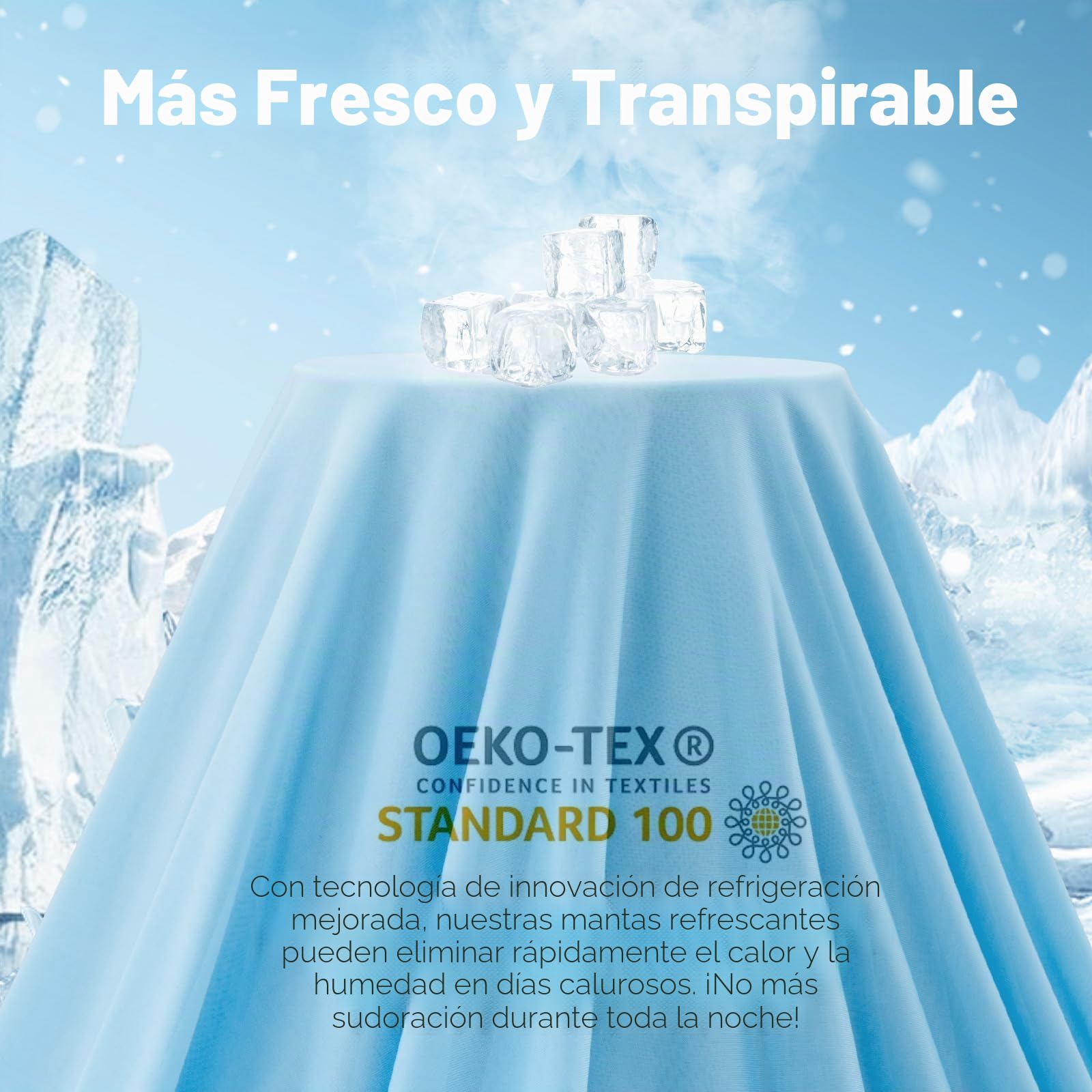 Marchpower ARC-Chill® Manta de enfriamiento de Verano con sensación fría Q-MAX>0,5 Manta Verano de Doble Cara para Cama sofá de Viaje, 130 x 170 cm, Azul