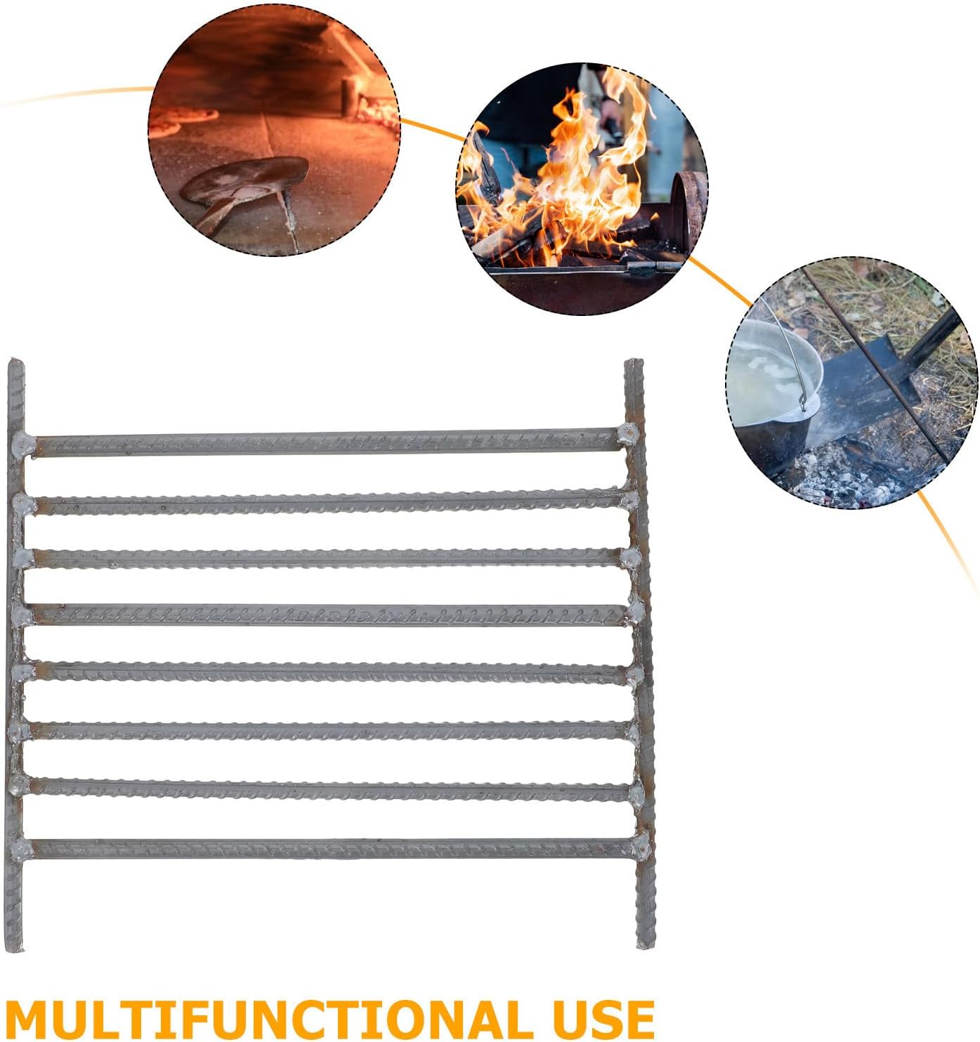 SHINEOFI Heavy Duty Steel Fire Grate and Warp Resistant for Wood Stove Stable Placement Fireplace Grate and Fire Pit for Outdoor Barbecue and Indoor Use