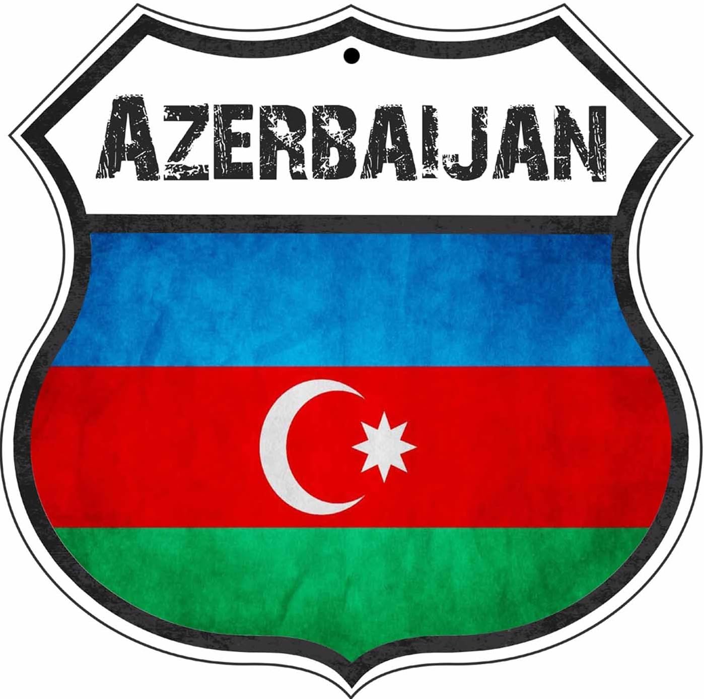 Azerbaijan Country Flag Novelty Highway Shield Metal Sign