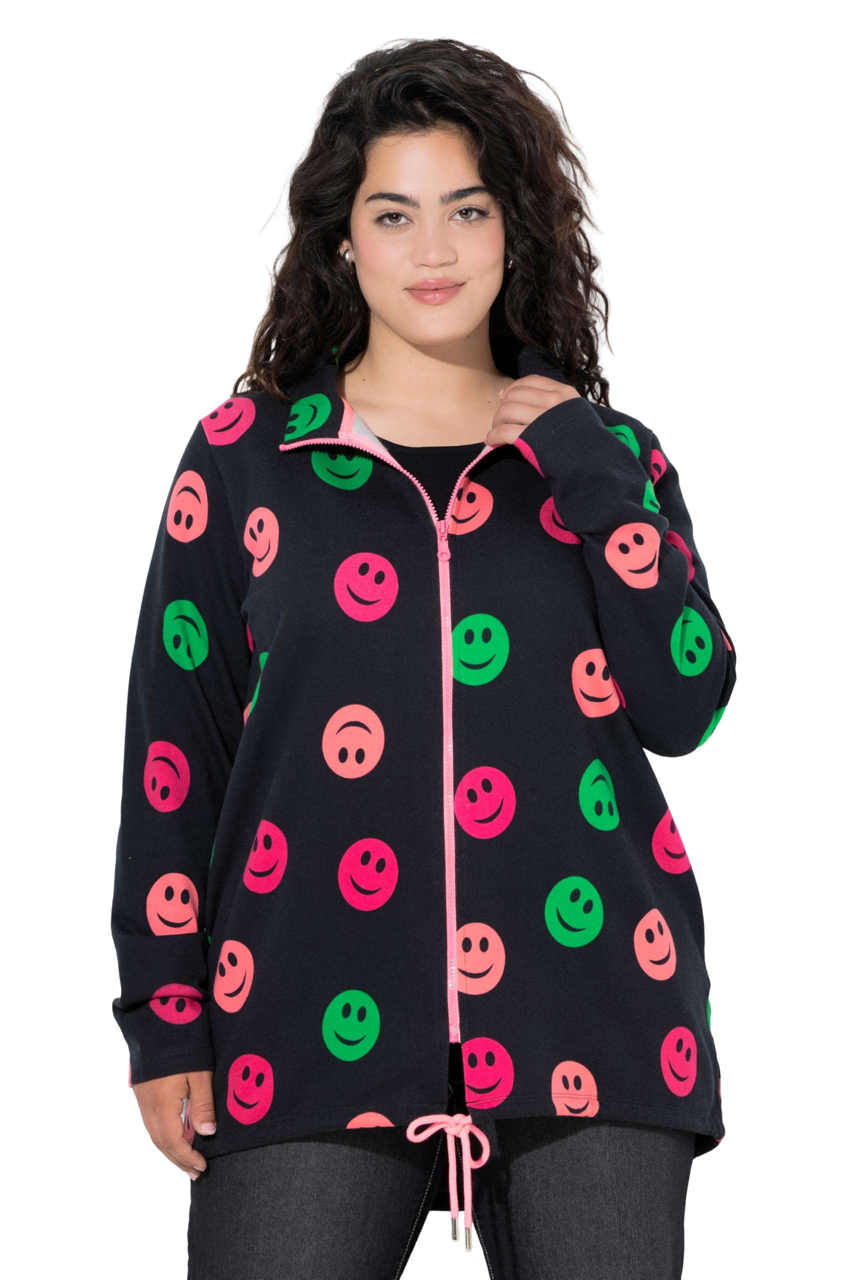 Angel of Style Damen große Größen Übergrößen Plus Size Sweatjacke, Bequeme Passform, Bunte Smileys 846271