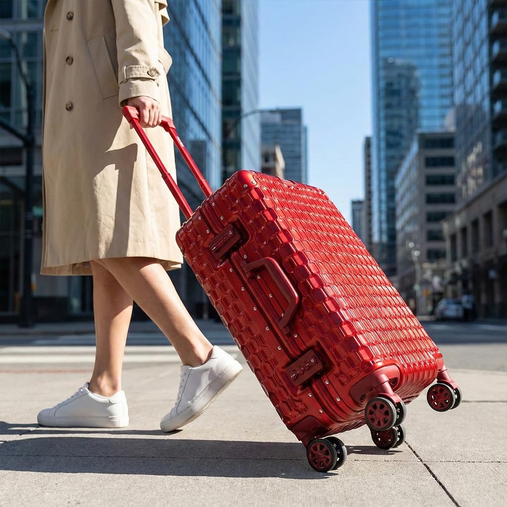 POSH Valigia Media - Trolley in Policarbonato con Telaio in Alluminio e 2 Chiusure TSA - Ruote Doppie Silenziose a 360° - Bagaglio a Mano Grande da Viaggio 70 cm, 75 L - Include Custopia Protettiva