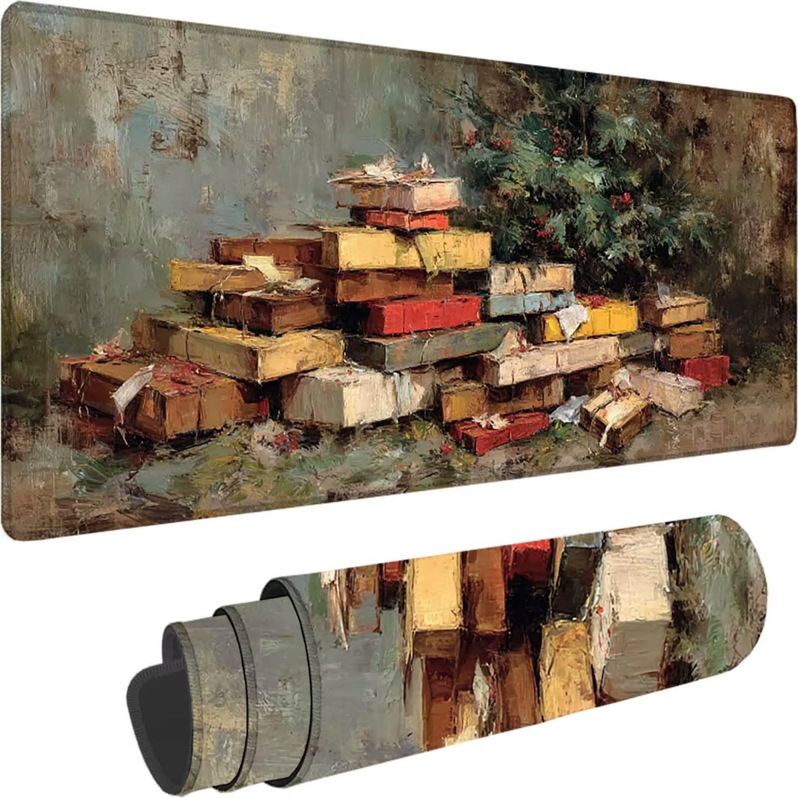 Szara podkładka pod mysz XXL, 1200 x 600 x 3 mm, duża, gamingowa podkładka pod mysz, retro, z przyszytymi krawędziami, wodoszczelna, antypoślizgowa podkładka pod mysz, PC, laptop, poprawia precyzję i