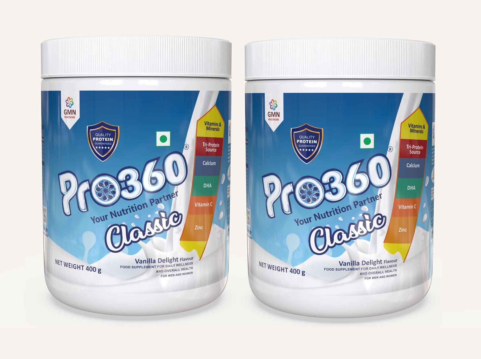 Pro360 Classic Daily Wellness Protein Nutrition Supplement Powder for Men and Women - (400+400) g (Vanilla Delight) Pack of 2 (B0BSLJD8XZ) Amazon Price History, Amazon Price Tracker