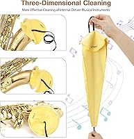 Vista 2 de Kit de Limpieza de Saxofón, para Saxofón Alto, Tenor, Soprano y Otros Instrumentos de Viento y Madera, Incluye 1 * Paño de Limpieza y 1 * Cepillo