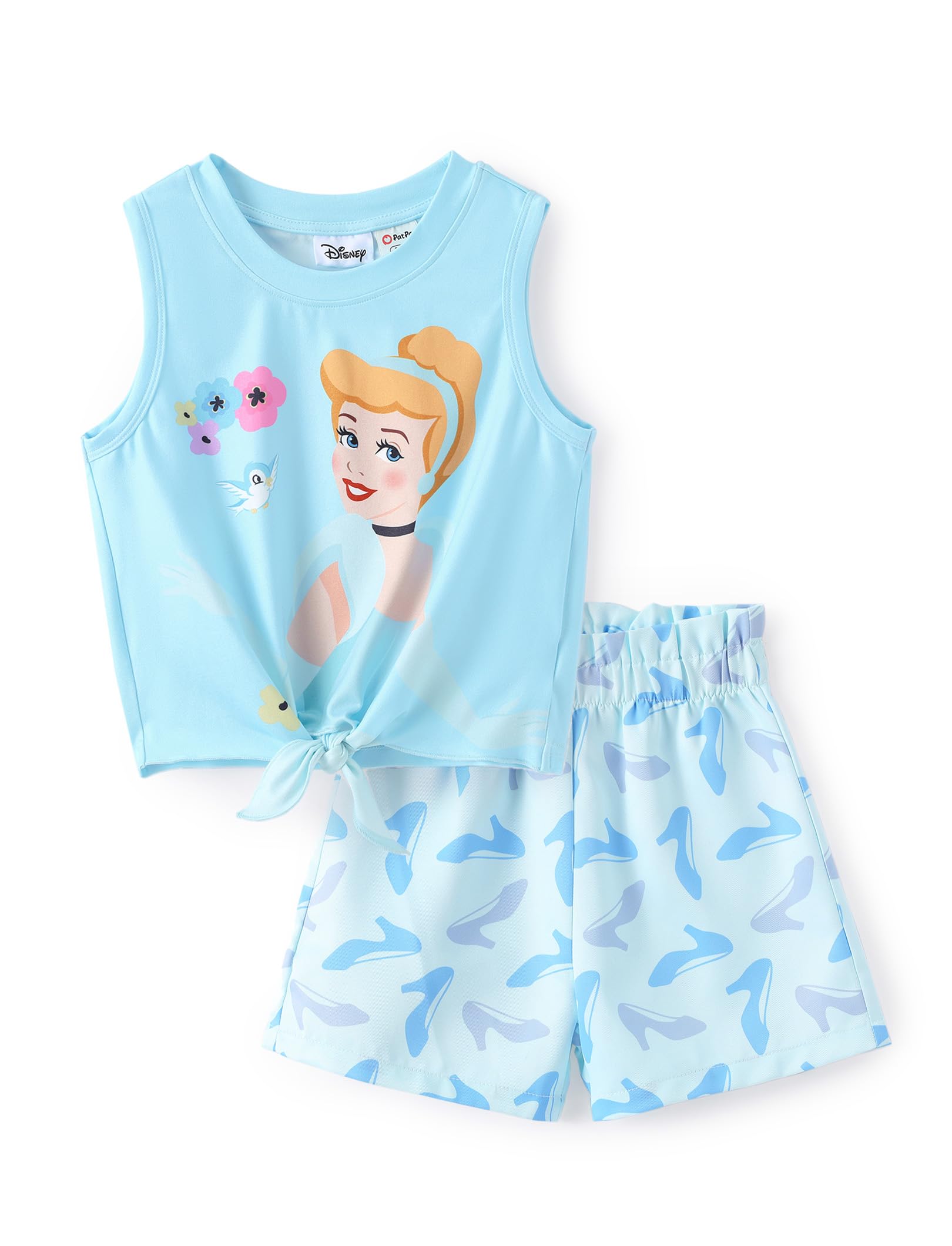 Disney Girls Outfits Long Sleeve Knot Front Shirt Flare Pants 2PC Clothes