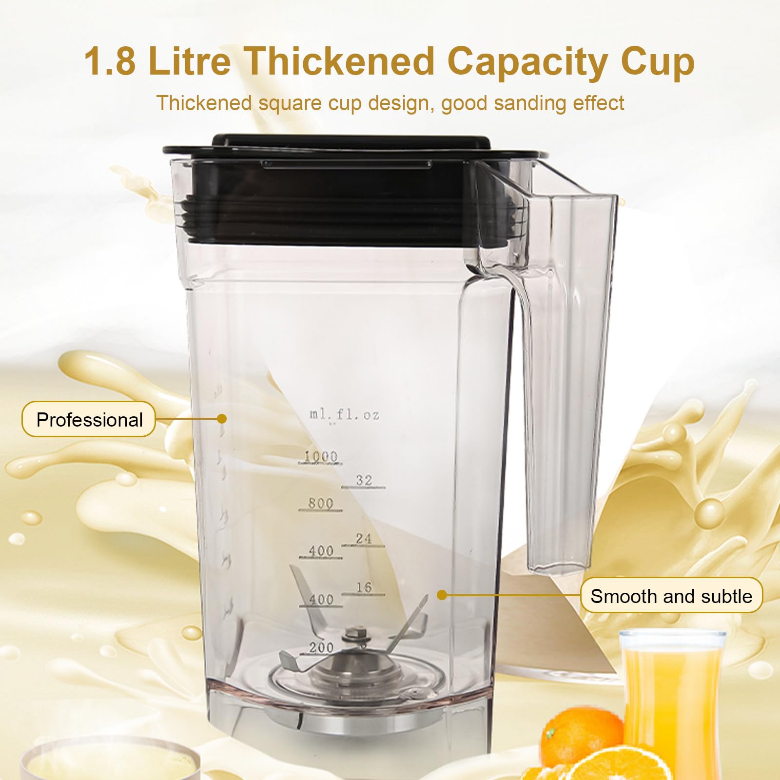 Licuadora Profesional Silenciosa Para Batidos - Base Eléctrica De 1.8 L Batidora Con Silenciador, 5 Ajustes Preestablecidos Y Cuchillas De Acero Inoxidable, Picadora De Hielo Comercial