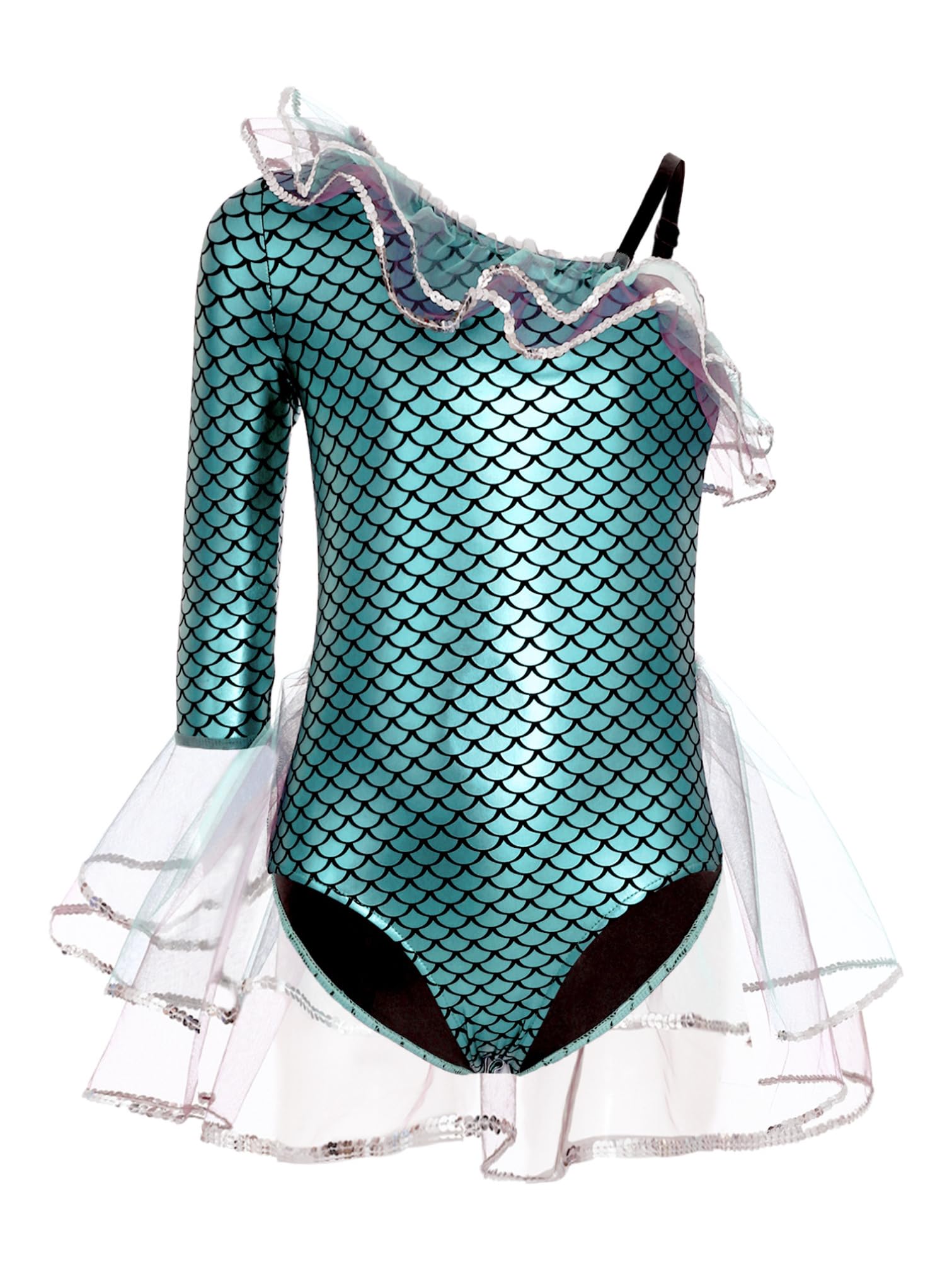 iiniim Body da Danza Classica per Bambina Vestito Senza Maniche con Gonna tutù Costume da Principessa Sirena Abiti da Ballo Latino Americano