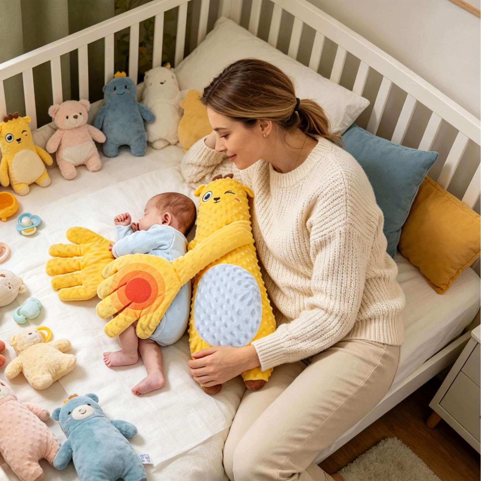 Baby-Kissen, Sanfte Wärmekompresse, Komfort: 73 X 28 X 15 Cm, Intelligente Babybett-Schnuller Mit Heißkompresse In Giraffenform, Elektrisches Plüschkissen Mit Klatschender Handfläche, Multi-Mode-Beruh