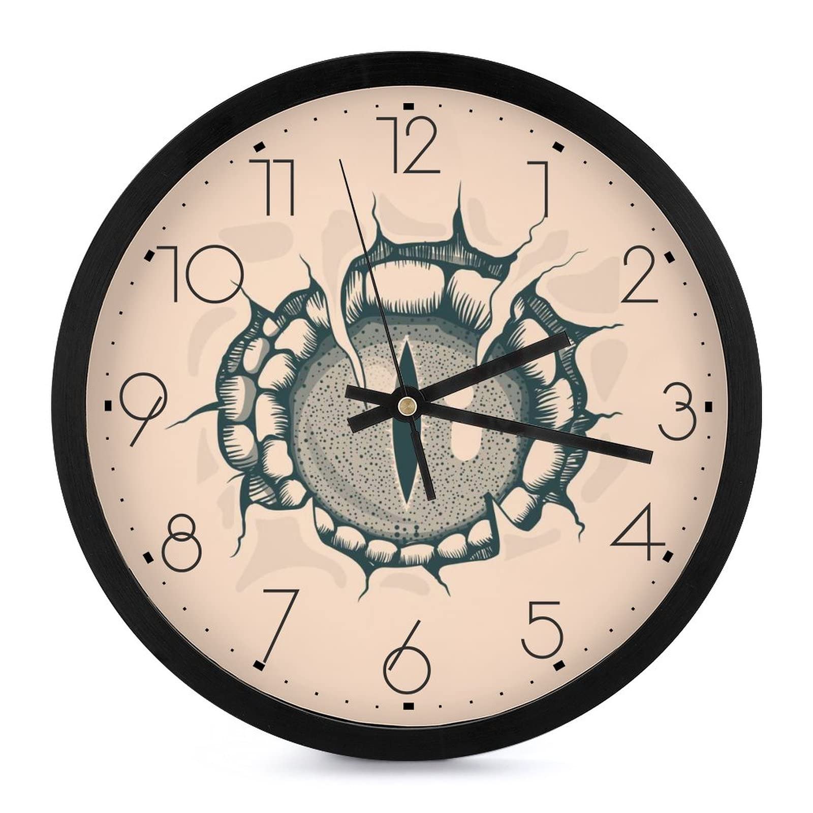 Horloge murale ronde gris yeux au design épuré à grands chiffres pour intérieur moderne