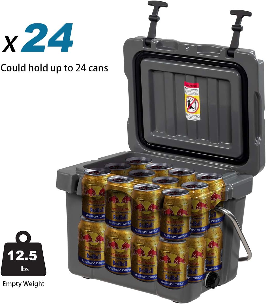 Goplus 16 Quart Cooler, 24-Can Capacity Ice Chest with 2 Cup Holders, 3-5 Days Ice Retention, Portable Insulated Ice Box for Camping, Fishing Outdoor Activities