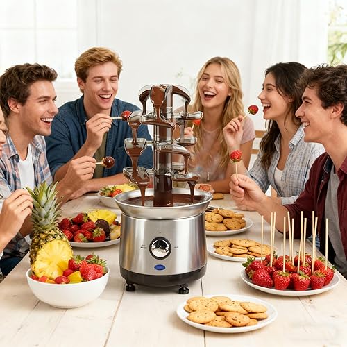 Miniatura 2 de 4 Layer Electric Chocolate Fondue Fountain Large Machine For Weddings Birthday Parties Enduring Layer Electric Fondue