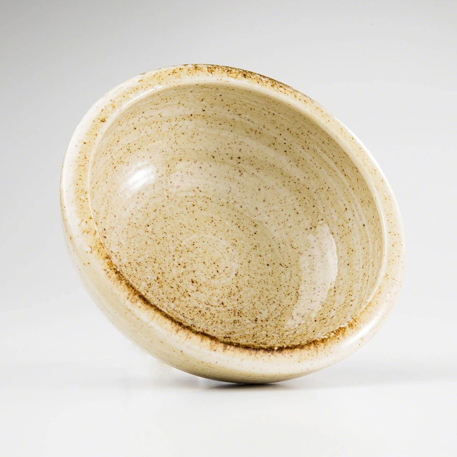 Wazakura Minoyaki Series Japanese Ikebana Essential Tool Kit - Small Round Ceramic Flower Vase and Kenzan Pin Frog for Floral Arranging (Sand Beige Vase + 2in (61mm) Brass Kenzan)