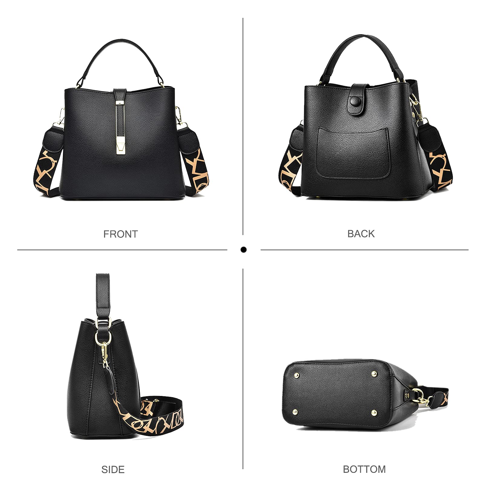 NICOLE & DORIS Bolsos de mano para mujer, bolso de mano de piel sintética, bolsos grandes y bolsos de hombro con dos correas, asa superior, bolsas de cubo hobo de moda para mujer, Amarillo, Large