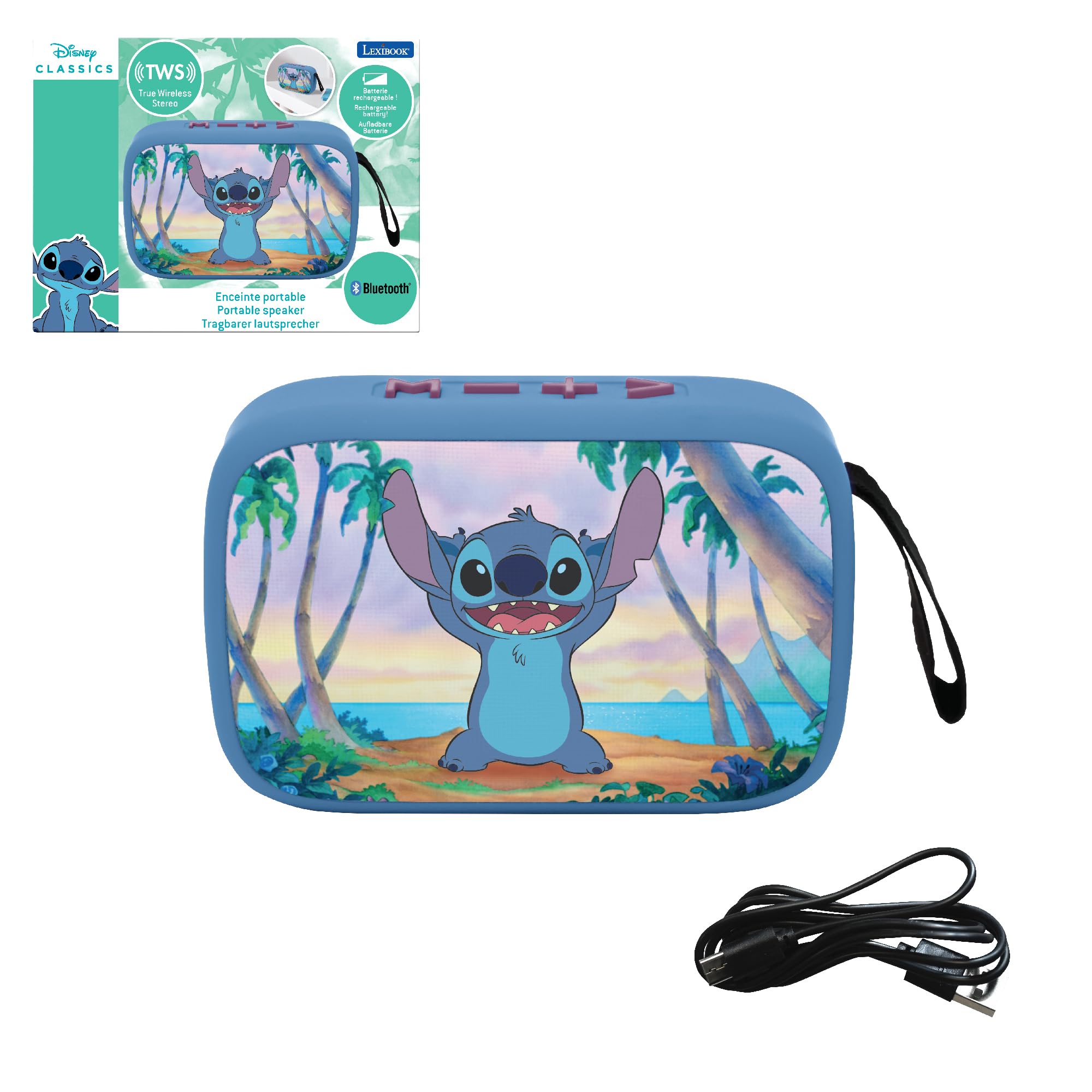Lexibook Blue Disney Lilo & Stitch - Portable Tooth Wireless Speaker