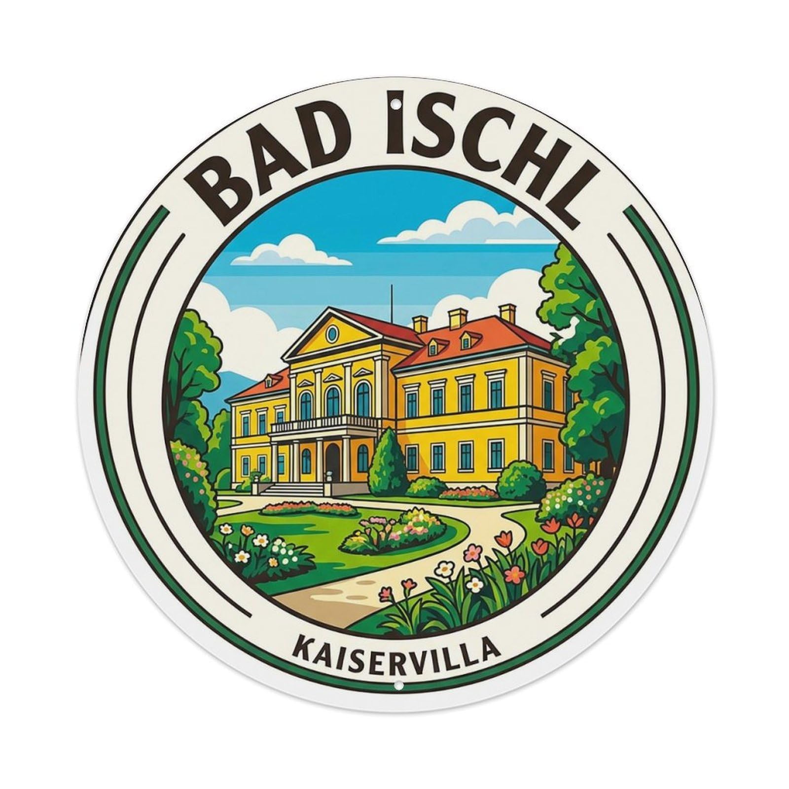 Vintage Travel Austria Bad Ischl Vintage Metal Tin Sign Plaque Wall Decor for Cafe, Club Bar, Office, Garden Metal Poster 8x8Inch