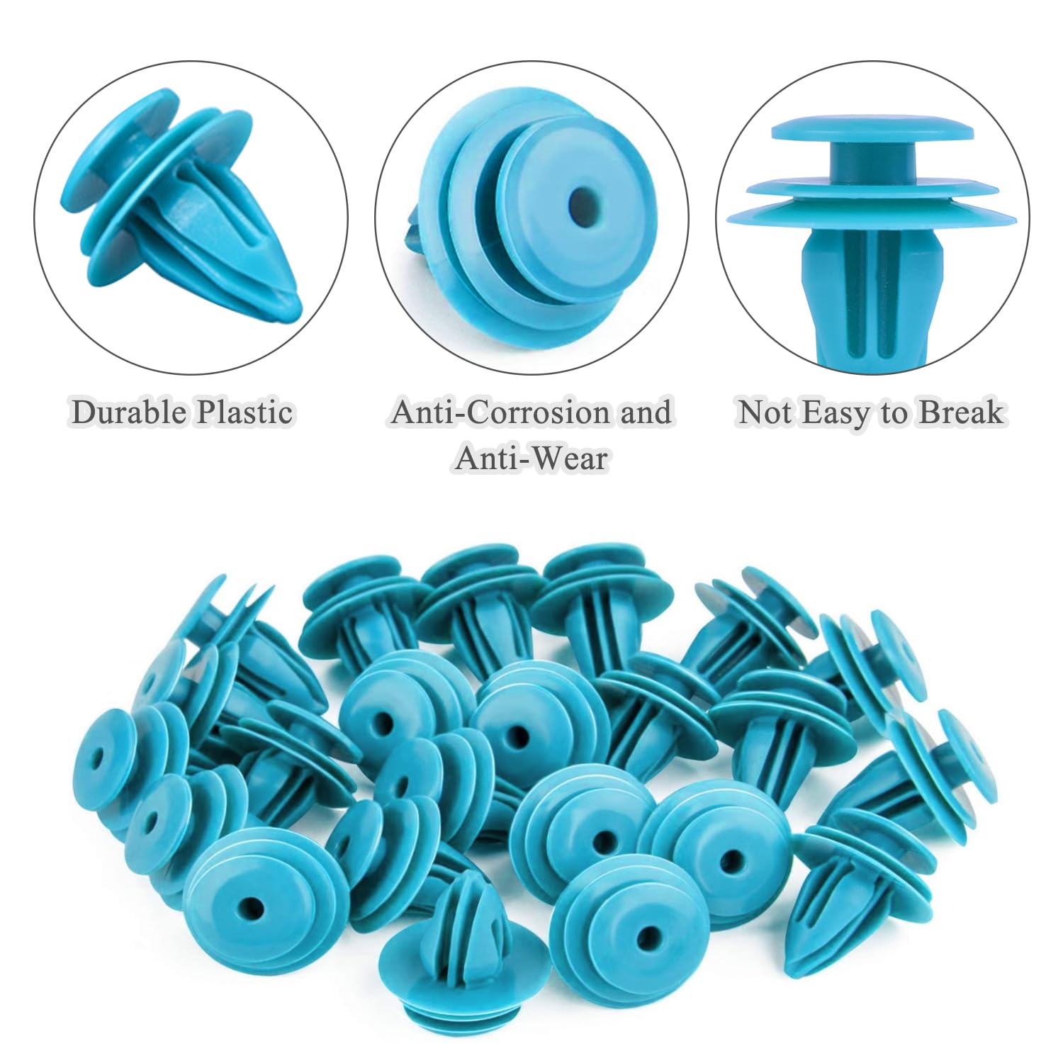 60 Clips De Fixation Voiture – 4 Tailles De 8mm à 10mm – Pour Panneaux De Portes, Pare-chocs – Plastique Durable