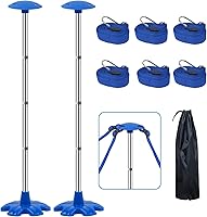 Vista 8 de Paquete de 2 postes de soporte para cubierta de barco con base de goma antideslizante y correa, sistema de soporte para cubierta de barco