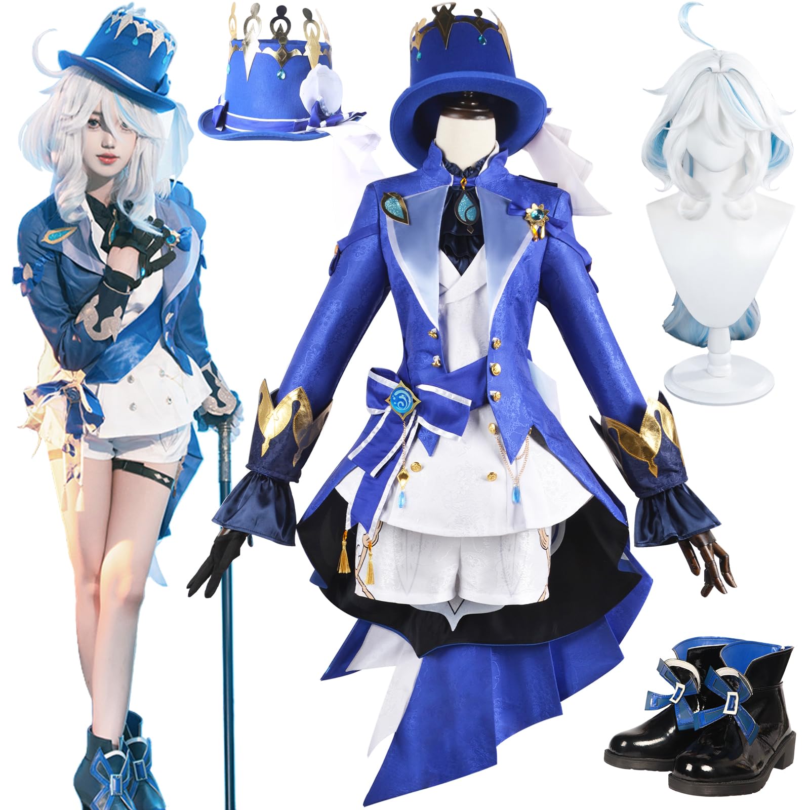Amazon.co.jp: Plazhen 原神 フリーナ コスプレ衣装 帽子付き 12点フル
