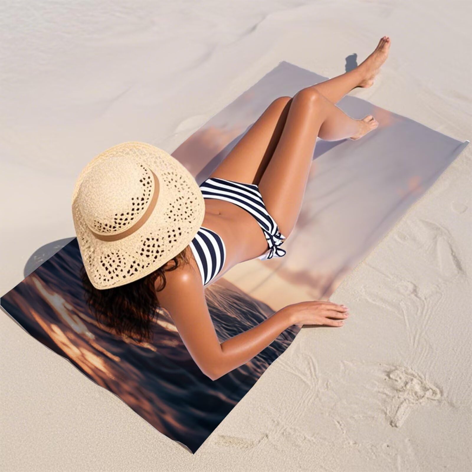 Ręcznik plażowy z mikrofibry ręczniki plażowe dla dorosłych, 220 x 100 cm, duży ręcznik do jogi, szybkoschnący, bez piasku, miękki, kompaktowy, lekki ręcznik podróżny do pływania, na plażę