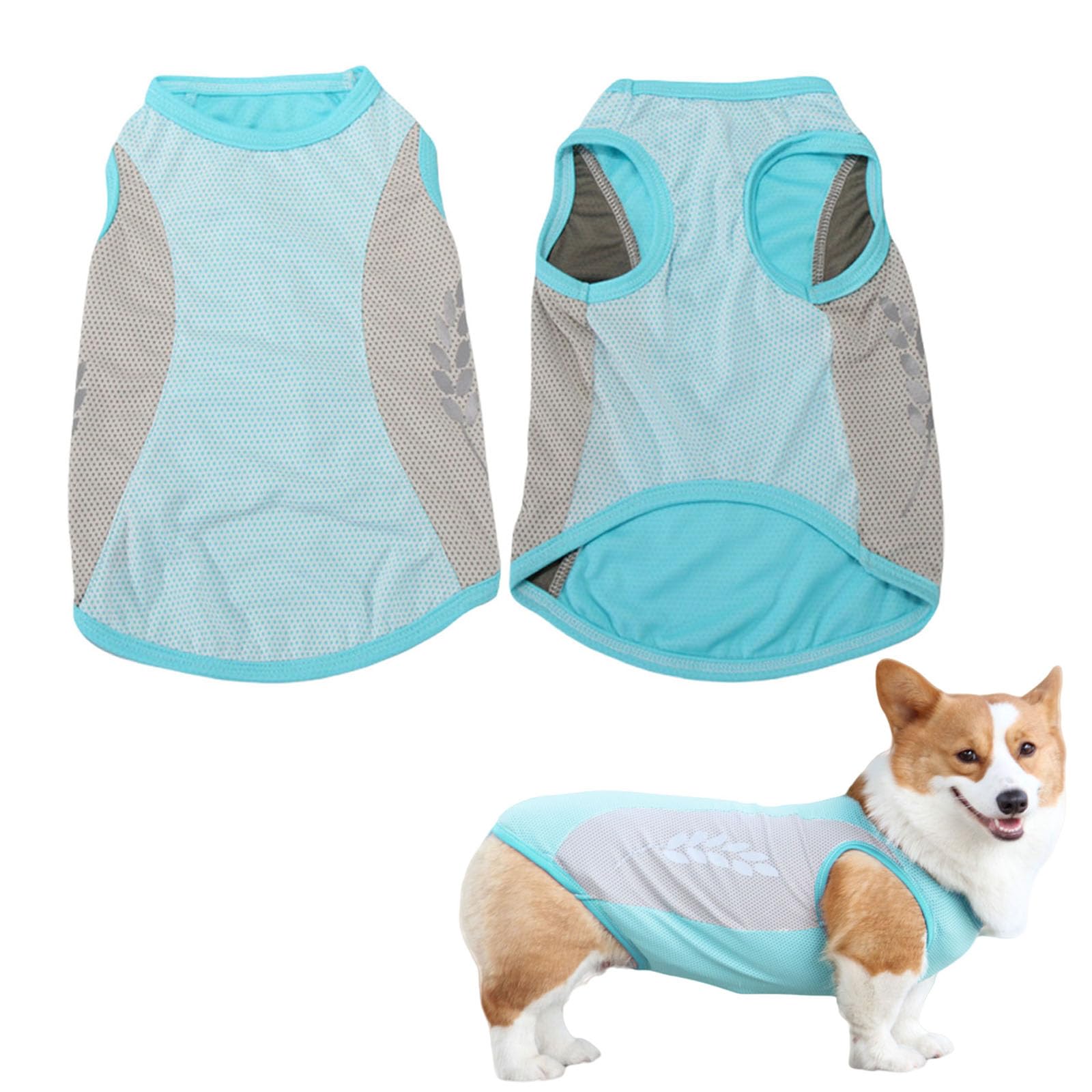 Dog Cooling Vest,1PC Breathable Mesh Dog Cooling Jacket Coat with Reflective Strip,Elastic Sun-proof Ice T-Shirt for Small Medium Large Dogs Outdoor Activities (Blue