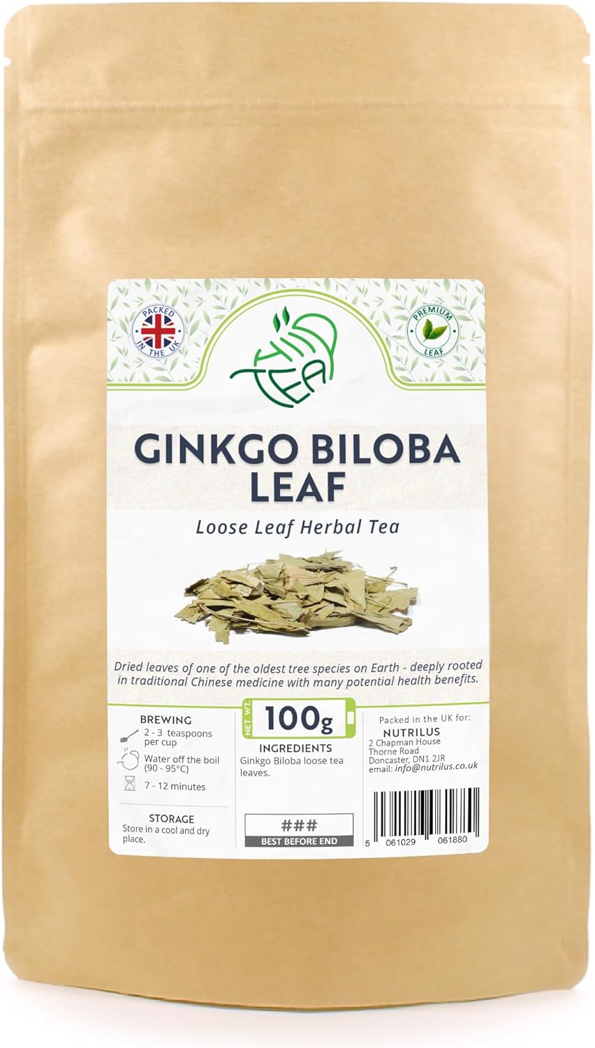 Ginkgo Biloba Loose Leaf Herbal Tea – Whole Leaves of Maidenhair for Healthy Herbal Infusion (100g)