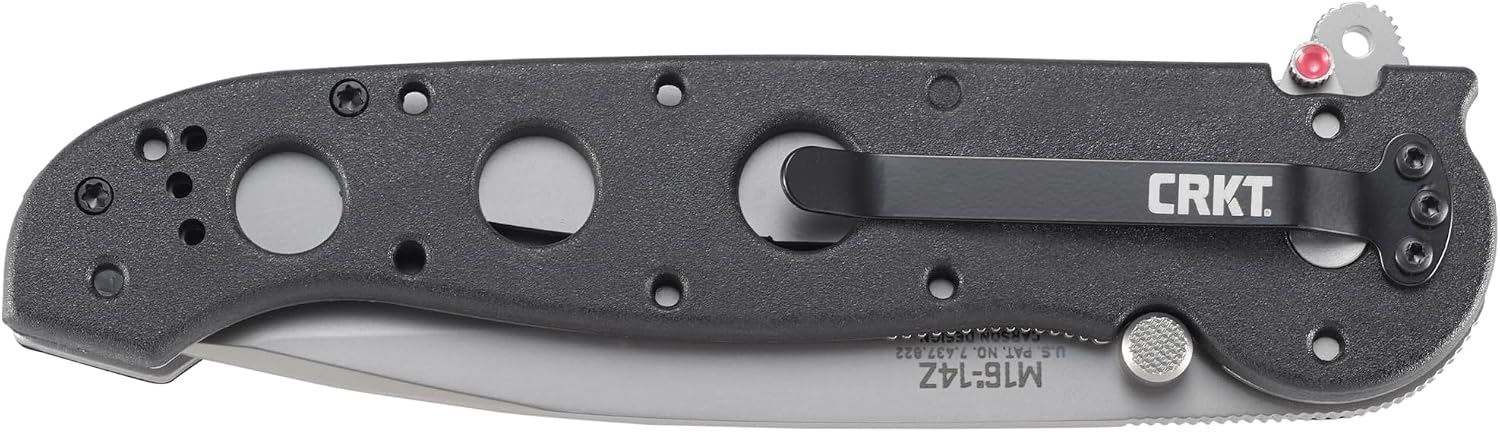CRKT M16-14Z Folding Knife with Liner Lock: AUS 8 Triple Point Serrations Blade, Glass-Reinforced Nylon Handle, Reversible Pocket Clip, M16-14Z