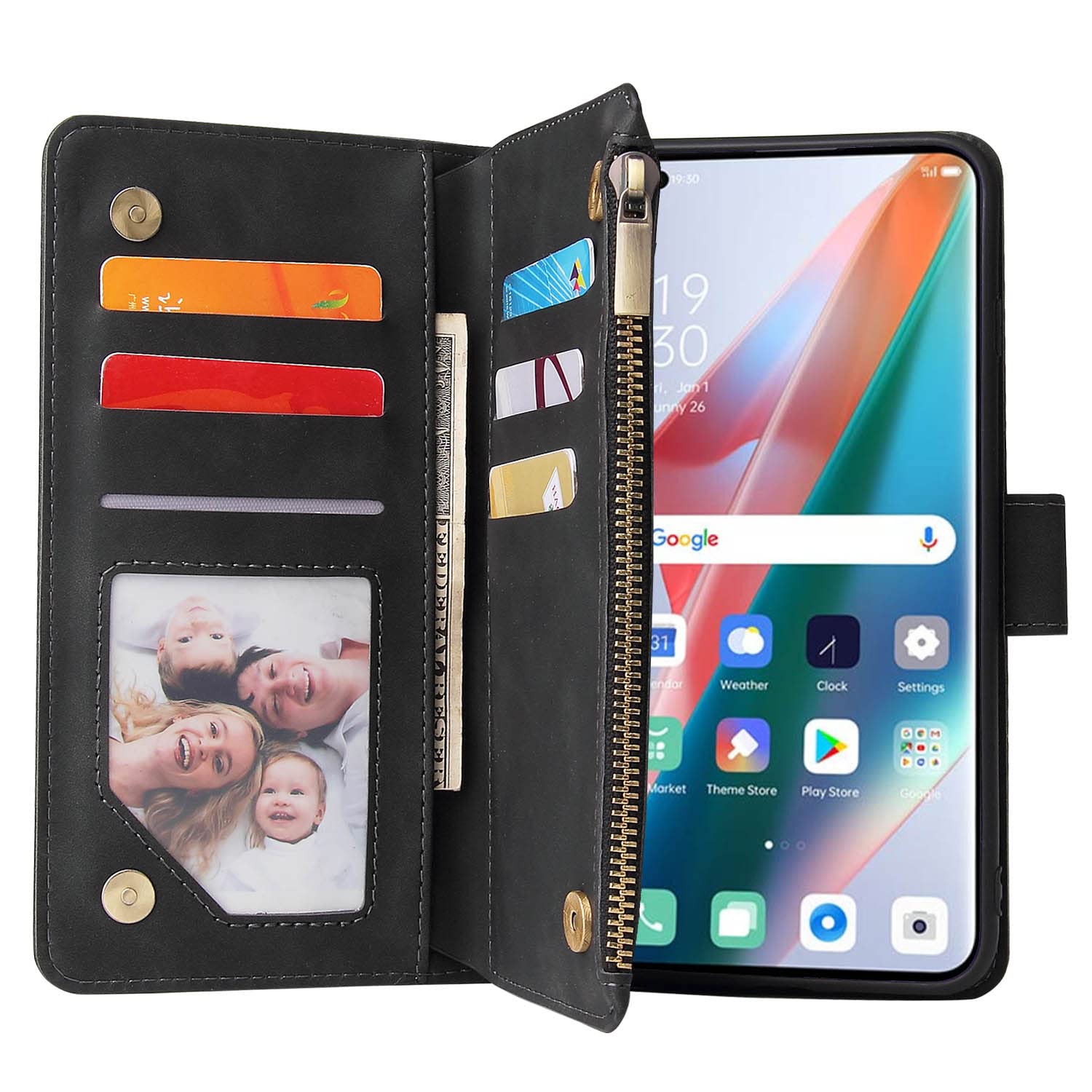 Asuwish Compatible With Oppo Find X3/X3 Pro 5G Wallet Case And Tempered Glass Screen Protector Credit Card Holder Flip Purse Wrist Strap Stand Cell Phone Cover For FindX3 3X X3Pro CPH2173 Women