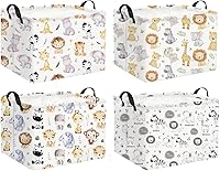 Vista 1 de HIYAGON - Cesta de almacenamiento rectangular de animales para bebés y niños, cesta de almacenamiento para niños para habitación de animales