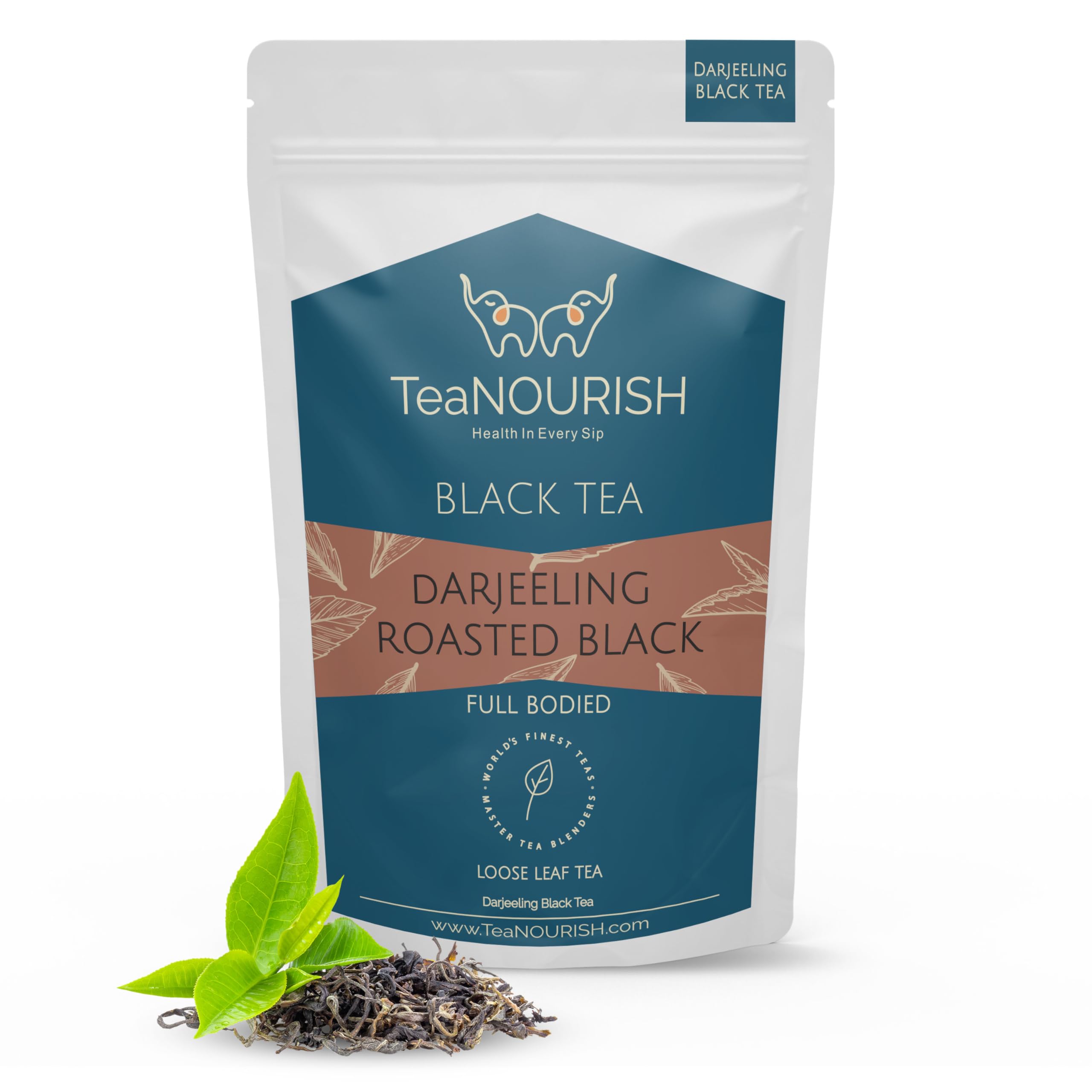 TeaNOURISH Darjeeling Roasted Black Tea | Darjeeling Loose Leaf Tea | Full Bodied & Robust | Freshly Sourced From Single Estate | Brew as Hot or Iced Tea - 3.53oz/100g
