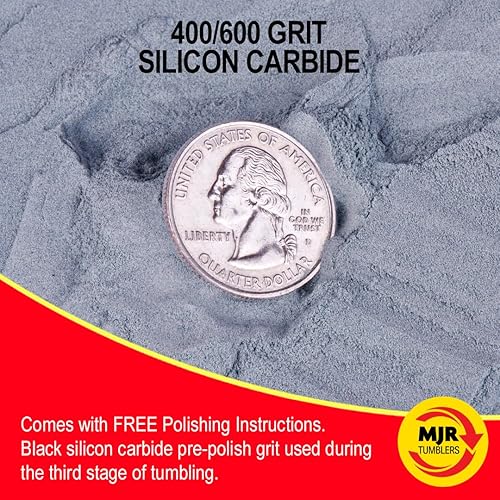 Miniatura 20 de 5 libras de grano de pulido de roca de carburo de silicio grueso MJR Tumblers Premium 60/90 para el paso/etapa 1, MJR Tumblers es una empresa