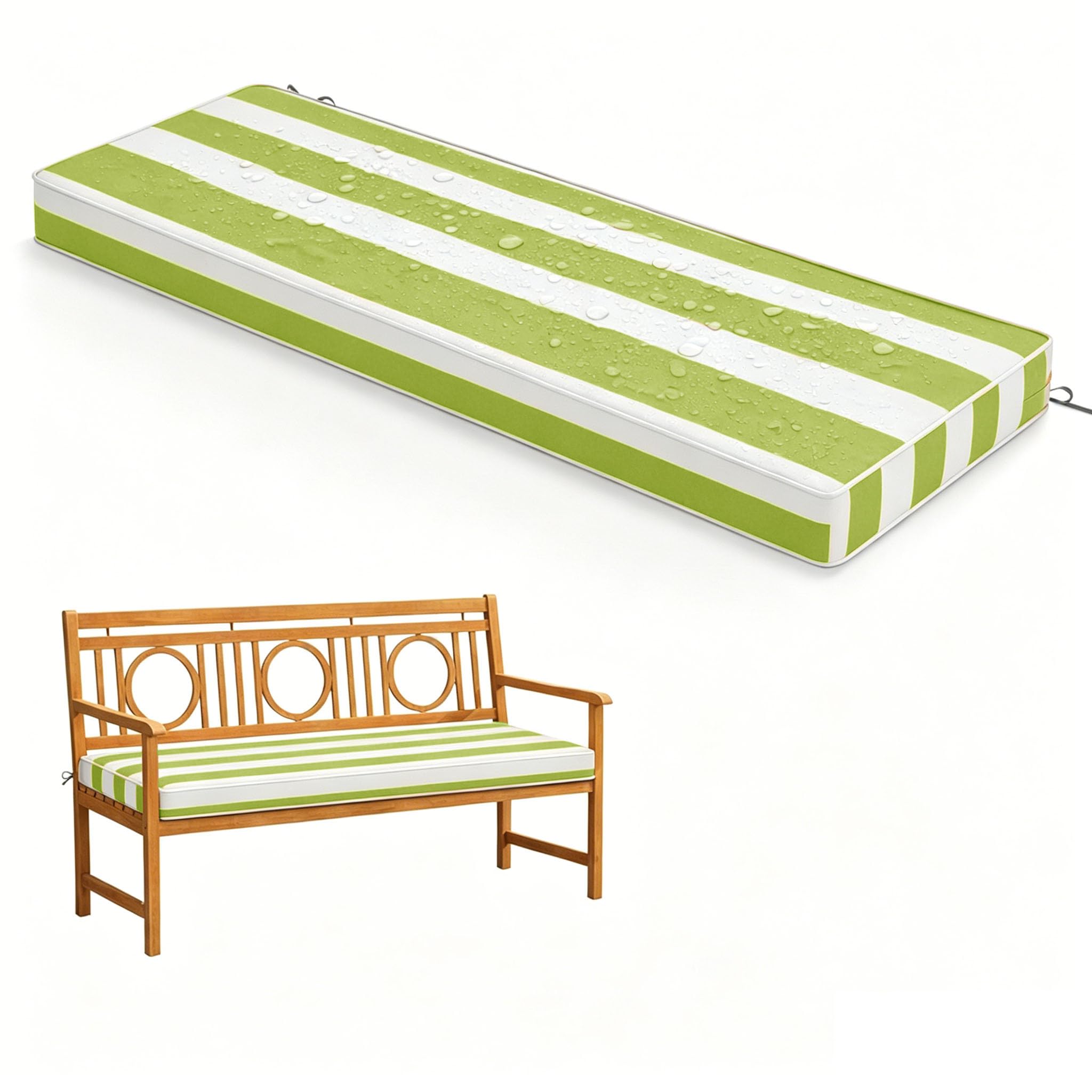 WLXFF stripe Waterproof Garden Bench Cushion Outdoor Swing Seating Pad Thick Foam Garden Furniture Pad Bench Cushions for Indoor Furniture Waterproof seat pads for garden chairs Indoor