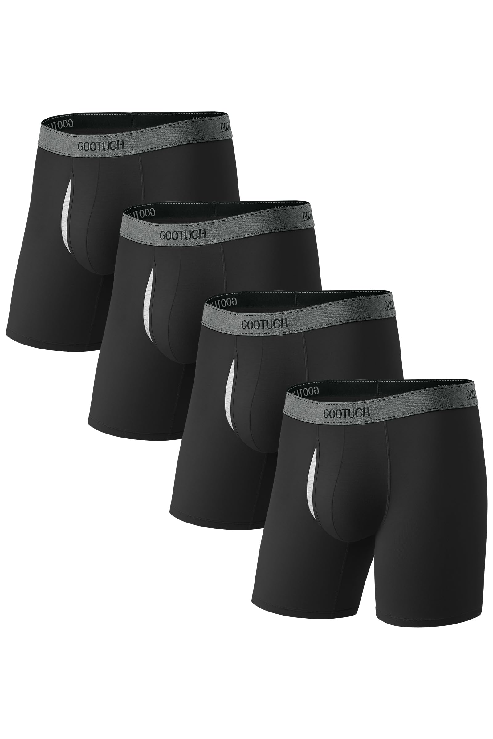 GOOTUCH Men’s Breathable Boxer Briefs, Moisture-Wicking Odor Control Bamboo Underwear, Second Skin & Anti Chafe(2&4 pack)