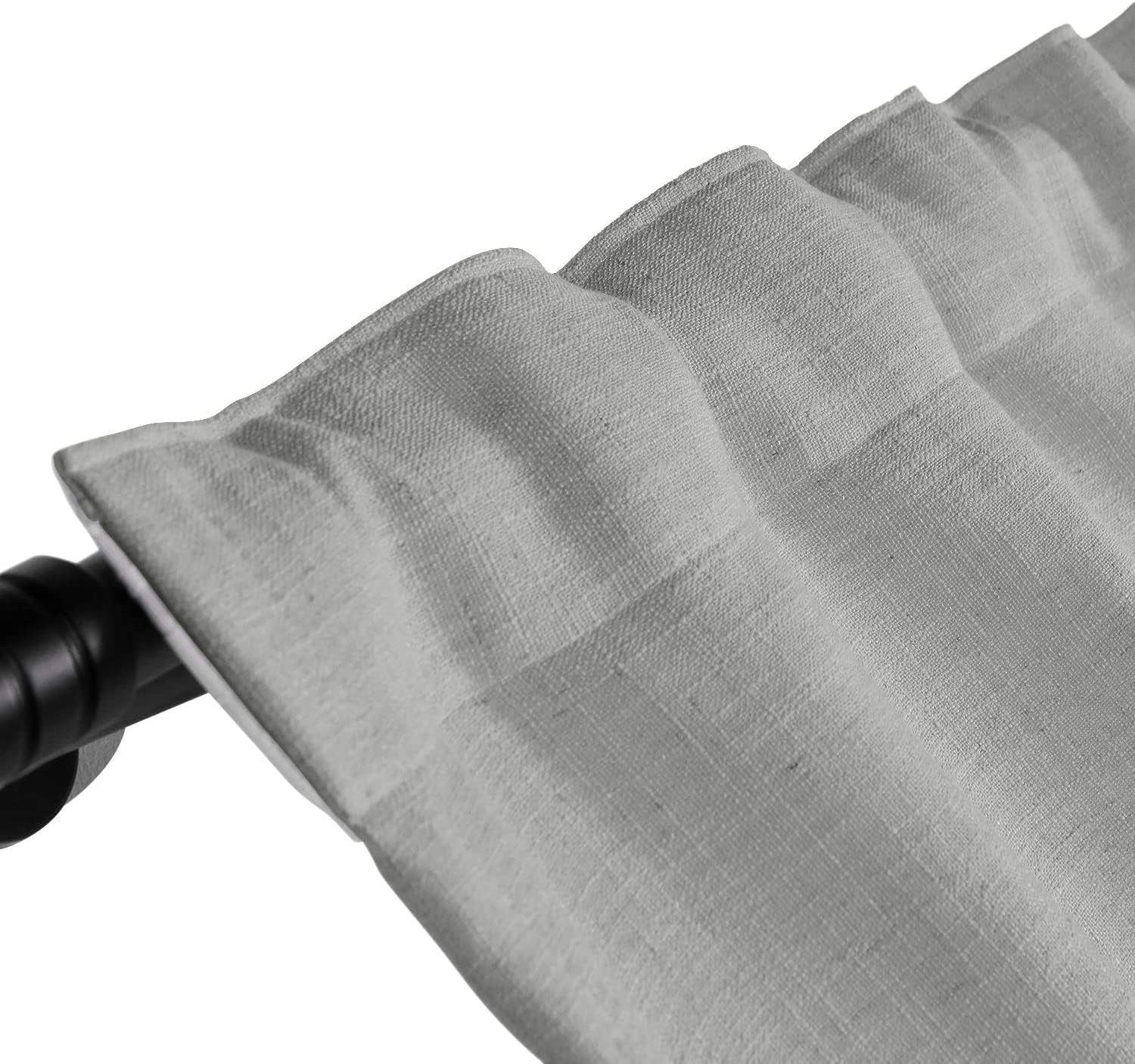 TWOPAGES Linen Curtain, 84 Inches Long Solid Room Darkening Rod Pocket Single Curtain Panel, Rock Grey (1 Panel 50Wx84L)