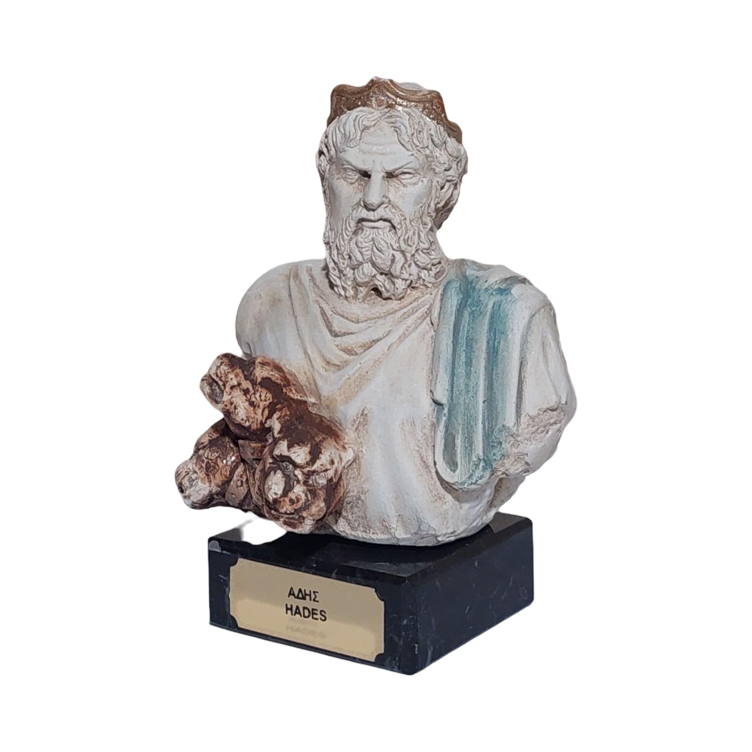 Hades Bust Sculpture With Cerberus Greek God Of Underworld Statue On Marble Base, Multicolor, 12.50 Centimeters - Image 2